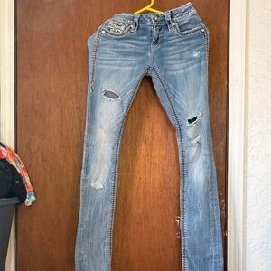 Rock Revival Light Blue Distressed Skinny Jeans